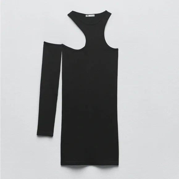 ZARA One Sleeve Seamless Mini Dress - Picture 4 of 10